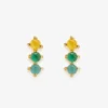 3 Stone Stud Earrings