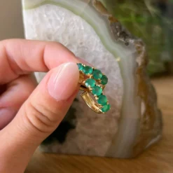 Raw Emerald Hoop Earrings -Deals Bijestora Store 38980GOLD 5
