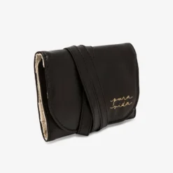 Faux Leather Jewelry Roll -Deals Bijestora Store 39372BLCK 2 min