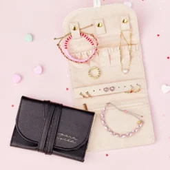 Faux Leather Jewelry Roll -Deals Bijestora Store 39372BLCK 7 min