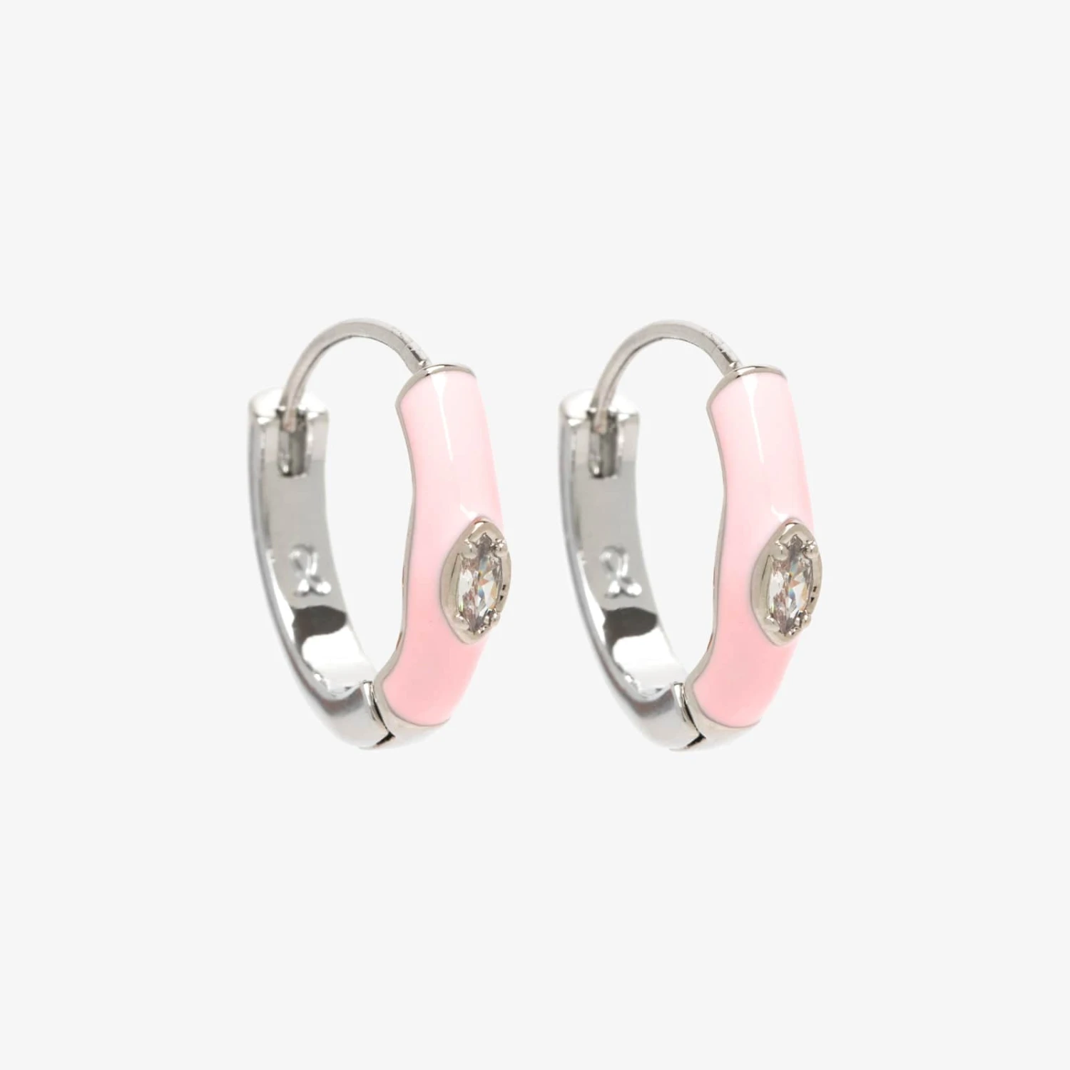 Boarding For Breast Cancer Enamel Hoop Earrings 1 Boarding For Breast Cancer Enamel Hoop Earrings