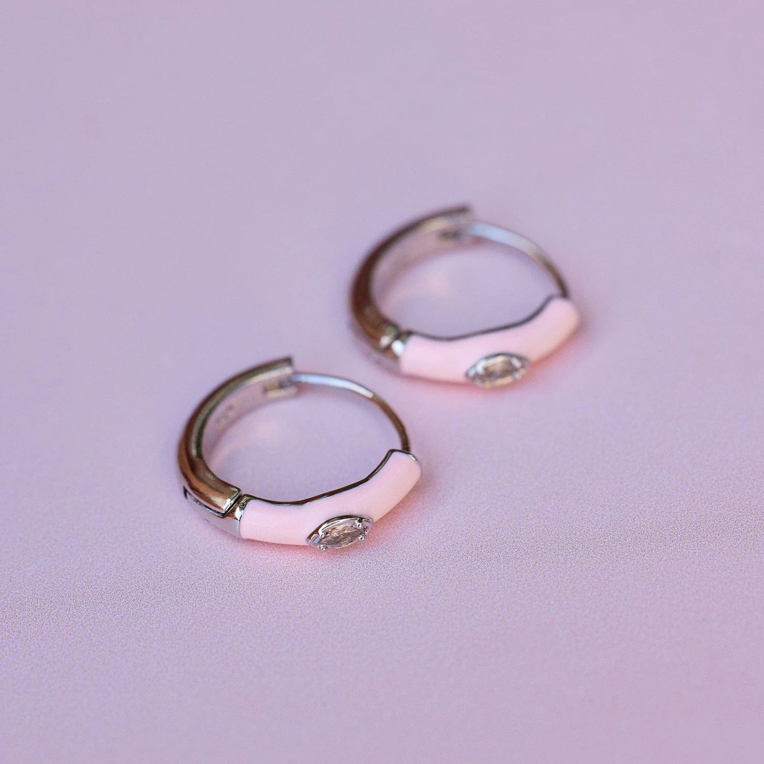 Boarding For Breast Cancer Enamel Hoop Earrings 2 Boarding For Breast Cancer Enamel Hoop Earrings - Image 2