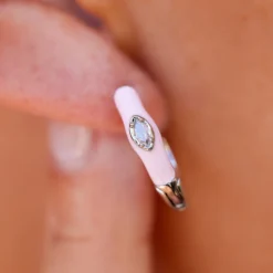 Boarding For Breast Cancer Enamel Hoop Earrings 9 Boarding For Breast Cancer Enamel Hoop Earrings -Deals Bijestora Store 39419SILV 5 min