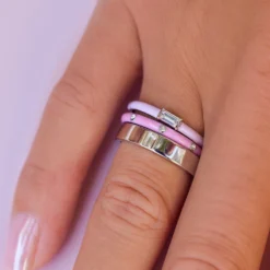 Boarding For Breast Cancer Ring Stack -Deals Bijestora Store 39421SILV 4 min