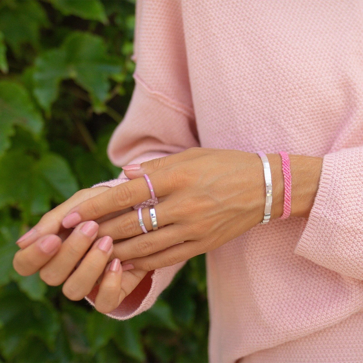 Boarding For Breast Cancer Tile Bead Stretch Bracelet 4 Boarding For Breast Cancer Tile Bead Stretch Bracelet - Image 4