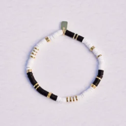 Black & White Disc Stretch Bracelet 6 Black & White Disc Stretch Bracelet -Deals Bijestora Store 39475GOLD 2