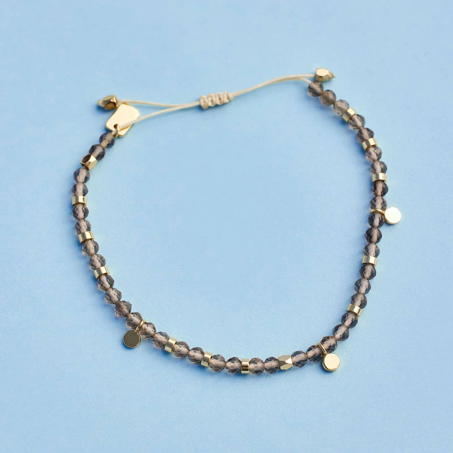 Smokey Quartz Beaded String Bracelet 2 Smokey Quartz Beaded String Bracelet - Image 2