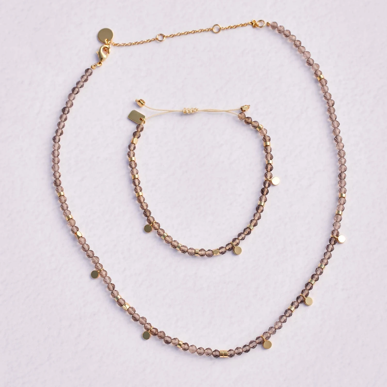 Smokey Quartz Beaded String Bracelet 5 Smokey Quartz Beaded String Bracelet - Image 5