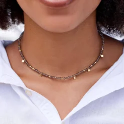 Smokey Quartz Beaded Choker -Deals Bijestora Store 39477GOLD 3
