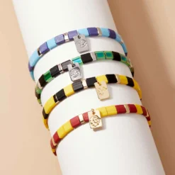 Harry Potter Hufflepuff™ Tile Bead Stretch Bracelet -Deals Bijestora Store 39486GOLD 6