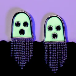 Glow In The Dark Ghost Emoji Stud -Deals Bijestora Store 39702SILV 4 min
