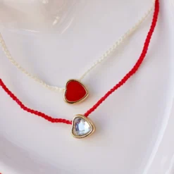 Heart Bead Gold Dainty Bracelet -Deals Bijestora Store 39747RED 5 min