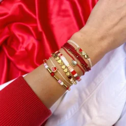 Heart Bead Gold Dainty Bracelet -Deals Bijestora Store 39747RED 8 min