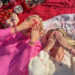 Stone & Enamel Heart Stretch Bracelet -Deals Bijestora Store 39764SILV 6