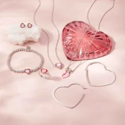 Stone & Enamel Heart Stretch Bracelet -Deals Bijestora Store 39764SILV 8