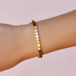 Metal Heart Bead Stretch Bracelet -Deals Bijestora Store 39766GOLD 3 min