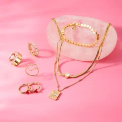 Metal Heart Bead Stretch Bracelet -Deals Bijestora Store 39766GOLD 7 min