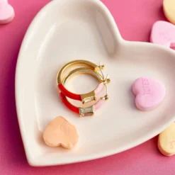 Baguette Enamel Hoop Earrings -Deals Bijestora Store 39775GOLD 4 min