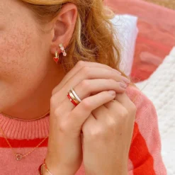 Smitten Enamel Heart Drop Earrings -Deals Bijestora Store 39778GOLD 5