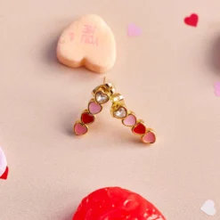 Smitten Enamel Heart Drop Earrings -Deals Bijestora Store 39778GOLD 6