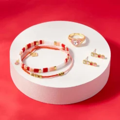 Smitten Enamel Heart Drop Earrings -Deals Bijestora Store 39778GOLD 7