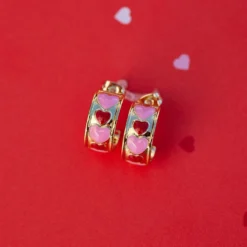 Enamel Heart Hoop Earrings -Deals Bijestora Store 39779GOLD 2 min