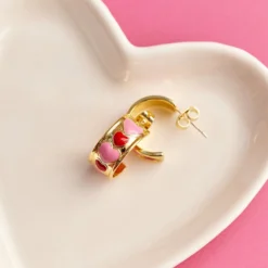 Enamel Heart Hoop Earrings -Deals Bijestora Store 39779GOLD 4 min