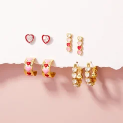 Enamel Heart Hoop Earrings -Deals Bijestora Store 39779GOLD 5 min