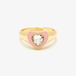 Stone & Enamel Heart Ring