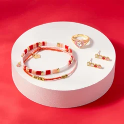 Stone & Enamel Heart Ring 28 Stone & Enamel Heart Ring -Deals Bijestora Store 39793GOLD 9