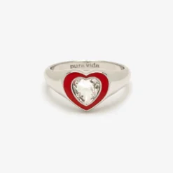 Stone & Enamel Heart Ring 30 Stone & Enamel Heart Ring -Deals Bijestora Store 39793SILV 1