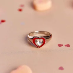 Stone & Enamel Heart Ring 31 Stone & Enamel Heart Ring -Deals Bijestora Store 39793SILV 2