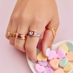 Stone & Enamel Heart Ring 32 Stone & Enamel Heart Ring -Deals Bijestora Store 39793SILV 3