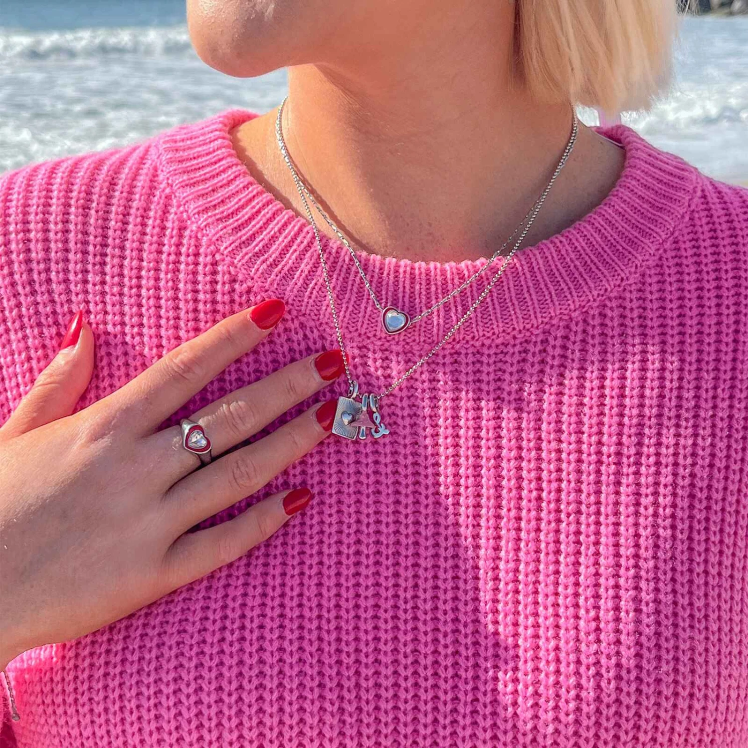 Stone & Enamel Heart Pendant Necklace 13 Stone & Enamel Heart Pendant Necklace - Image 13