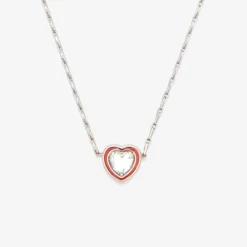 Stone & Enamel Heart Pendant Necklace 21 Stone & Enamel Heart Pendant Necklace -Deals Bijestora Store 39803SILV 2