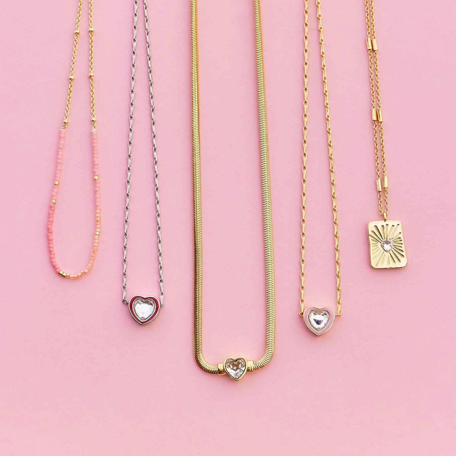 Stone & Enamel Heart Pendant Necklace 8 Stone & Enamel Heart Pendant Necklace - Image 8