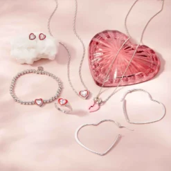 Stone & Enamel Heart Pendant Necklace 28 Stone & Enamel Heart Pendant Necklace -Deals Bijestora Store 39803SILV 8