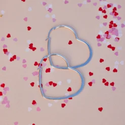 Oversized Heart Hoop Earrings -Deals Bijestora Store 39823SILV 7 min