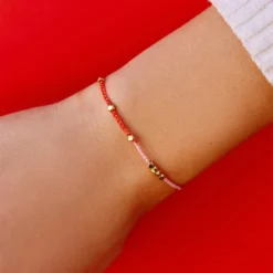 Pink & Red Two Toned Dainty Bracelet -Deals Bijestora Store 39908GOLD 3 min