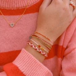 Pink & Red Two Toned Dainty Bracelet -Deals Bijestora Store 39908GOLD 6 min