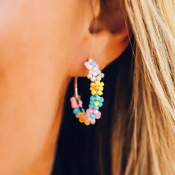 Beaded Flower Hoop Earrings 9 Beaded Flower Hoop Earrings -Deals Bijestora Store 3F9A5041 editcopy