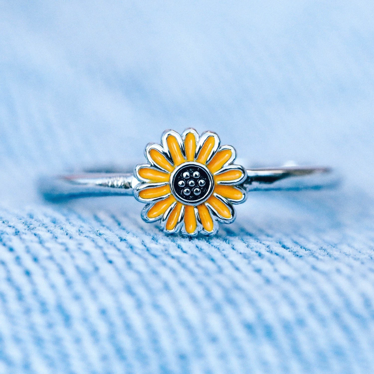 Enamel Sunflower Ring 3 Enamel Sunflower Ring - Image 3