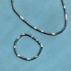 Men's Faceted Pyrite Stretch Bracelet -Deals Bijestora Store 40070SILV 3 min