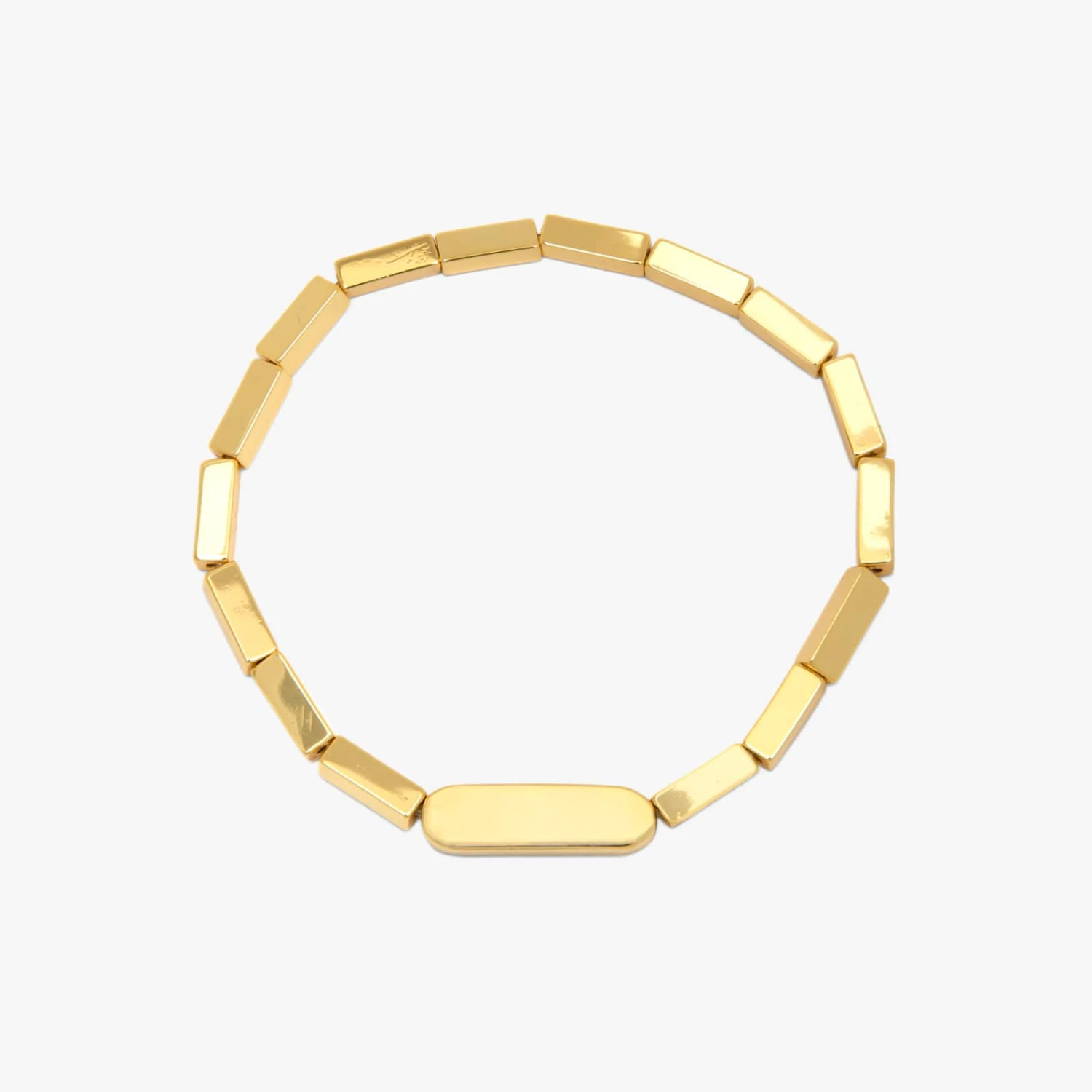 Engravable Rectangle Bead Stretch Bracelet 1 Engravable Rectangle Bead Stretch Bracelet