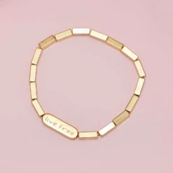 Engravable Rectangle Bead Stretch Bracelet 27 Engravable Rectangle Bead Stretch Bracelet -Deals Bijestora Store 40157GOLD 2