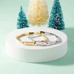 Engravable Rectangle Bead Stretch Bracelet 31 Engravable Rectangle Bead Stretch Bracelet -Deals Bijestora Store 40157GOLD 6