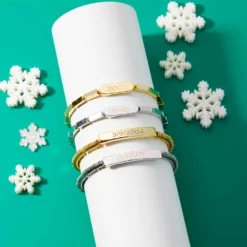 Engravable Rectangle Bead Stretch Bracelet 21 Engravable Rectangle Bead Stretch Bracelet -Deals Bijestora Store 40157SILV 4