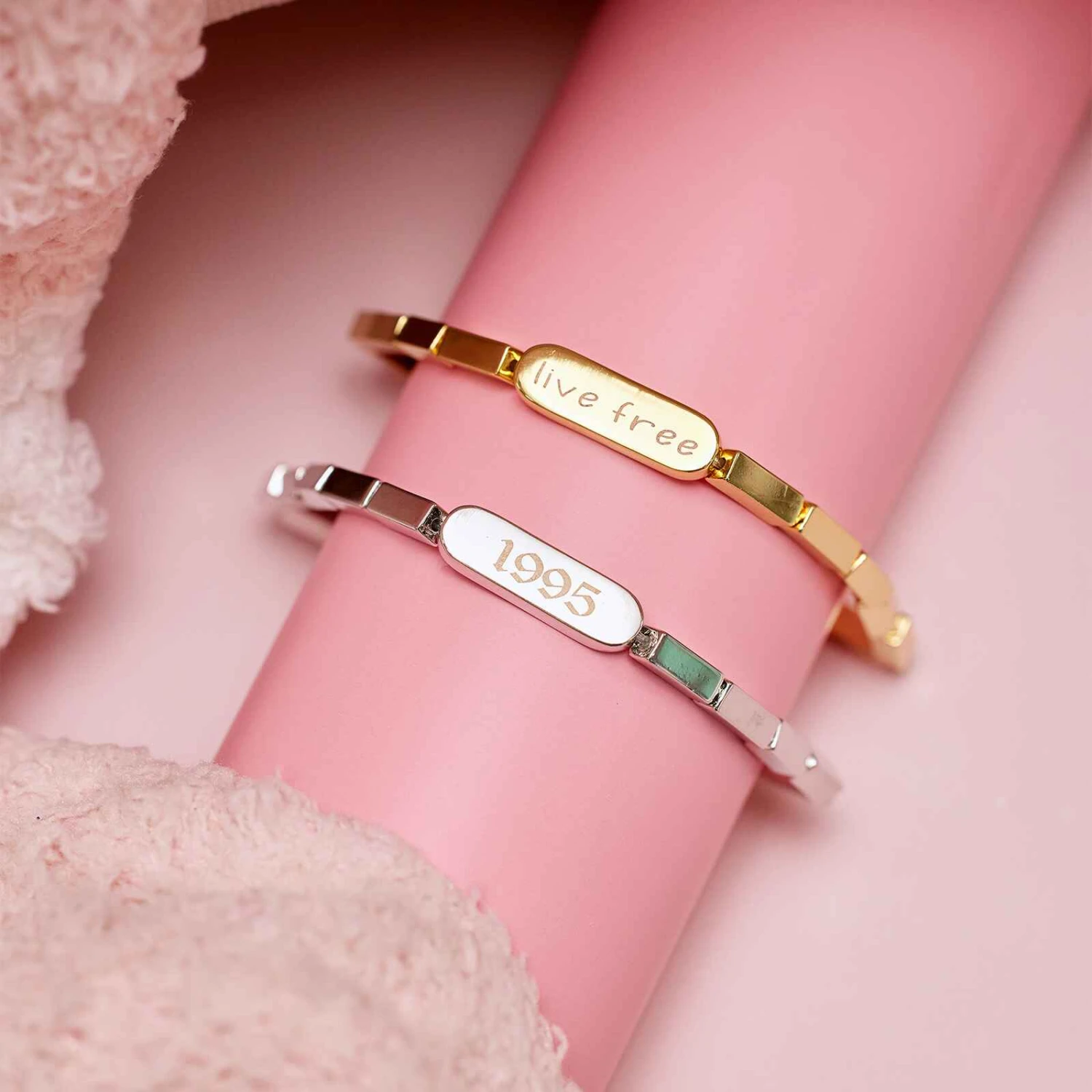 Engravable Rectangle Bead Stretch Bracelet 8 Engravable Rectangle Bead Stretch Bracelet - Image 8