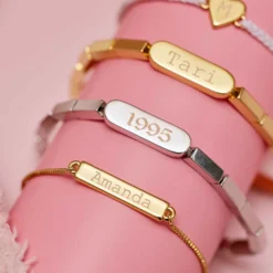 Engravable Rectangle Bead Stretch Bracelet 25 Engravable Rectangle Bead Stretch Bracelet -Deals Bijestora Store 40157SILV 8