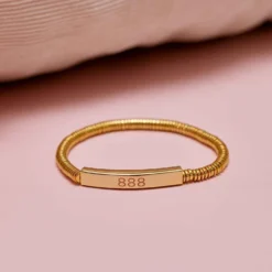 Engravable Disc Bead Stretch Bracelet -Deals Bijestora Store 40158GOLD 4